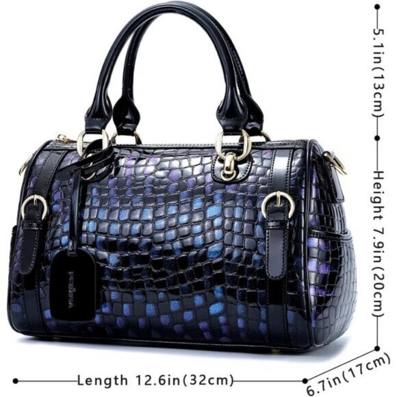 ⚡Women Blue Genuine Leather Tote Handbag Clutch Purse Crossbody Bag - Picture 3 of 9